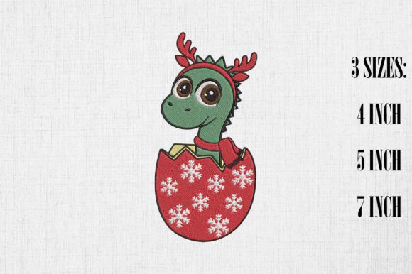Cute Dinosaur in the Christmas Egg