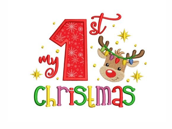 My First Christmas Reindeer Applique